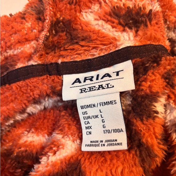 Ariat Rust Aztec Sherpa Half-Zip Pullover Sz Large - Picture 3 of 3
